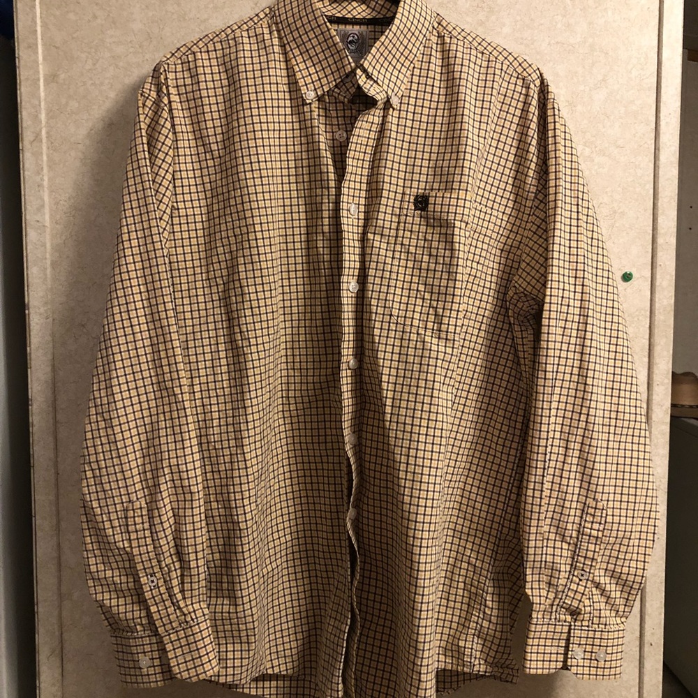 Yellow plaid cinch shirt